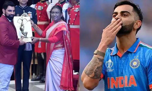 മുബാറക് ഹൊ ലാലാ...; ഷമി അർജുന പുരസ്കാരം നേടിയതിനു പിന്നാലെ കോഹ്ലിയുടെ വൈറൽ കമന്‍റ്