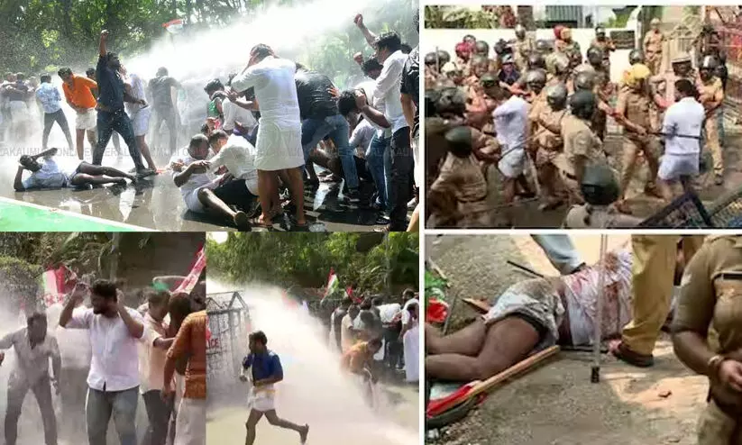 യൂത്ത് കോൺഗ്രസ് ആലപ്പുഴയിൽ നടത്തിയ മാര്ച്ചിൽ സംഘര്ഷം; ലാത്തിച്ചാർജ്, ജലപീരങ്കി യൂത്ത് കോൺഗ്രസ് ആലപ്പുഴയിൽ നടത്തിയ മാര്ച്ചിൽ സംഘര്ഷം; ലാത്തിച്ചാർജ്, ജലപീരങ്കി