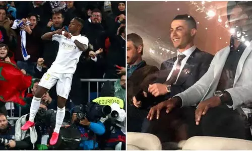 ‘സിയൂ’ സ്റ്റൈലിൽ വിനീഷ്യസിന്‍റെ ഗോളാഘോഷം; ഗാലറിയിൽ കാഴ്ചക്കാരനായി ക്രിസ്റ്റ്യാനോ