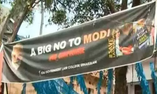 എ ബിഗ് നോ ടു മോദി; കൊച്ചിയിൽ പ്രധാനമന്ത്രിക്കെതിരെ ബാനർ ഉയർത്തി കെ.എസ്.യു