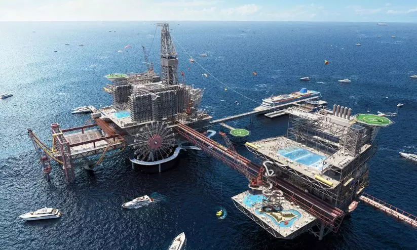 കടലിന്​ നടുവിൽ ഓയിൽ തീം അമ്യൂസ്​മെൻറ്​ പാർക്ക്​ നിർമിക്കുന്നു