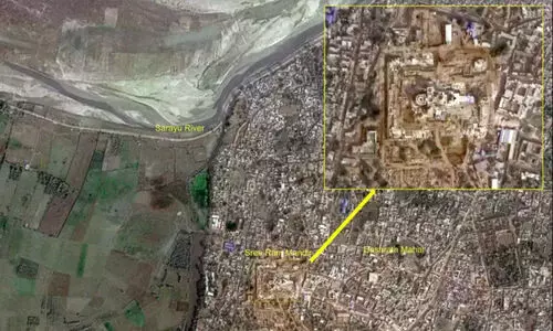 രാമക്ഷേത്രത്തിന്റെ ഉപഗ്രഹ ചിത്രങ്ങൾ പുറത്തുവിട്ട് ഐ.എസ്.ആർ.ഒ