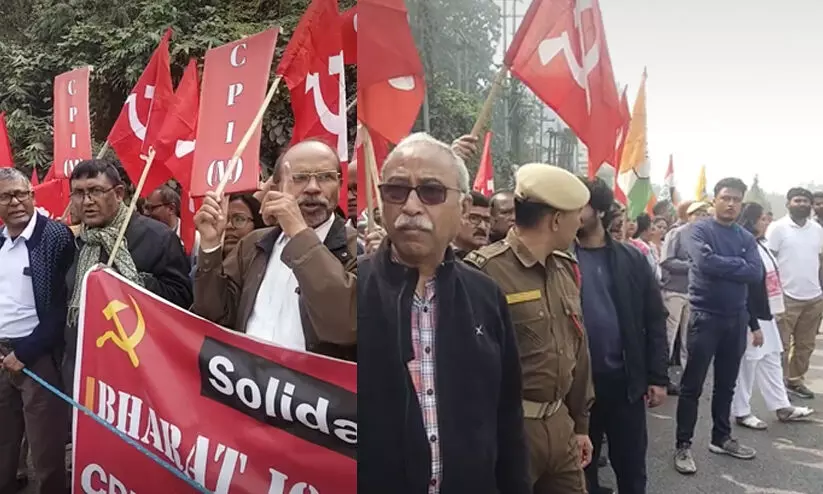 ഭാരത് ജോഡോ ന്യായ് യാത്രക്ക് അഭിവാദ്യം അർപ്പിച്ച് അസമിലെ സി.പി.എം പ്രവർത്തകർ