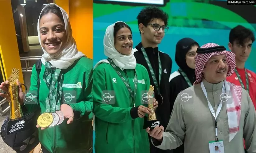 അറബ് ബാഡ്​മിന്റൺ​ ചാമ്പ്യൻഷിപ്പിൽ മൂന്ന്​ മെഡലുകൾ നേടി മലയാളി പെൺകുട്ടി ഖദീജ നിസ