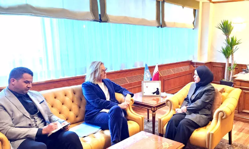 ഗ​സ്സ പു​ന​ർ​നി​ർ​മാ​ണം: യു.​എ​ൻ കോ​ഓ​ഓ​ഡി​നേ​റ്റ​റു​മാ​യി കൂ​ടി​ക്കാ​ഴ്ച ന​ട​ത്തി ശൈ​ഖ അ​ൽ​യാ