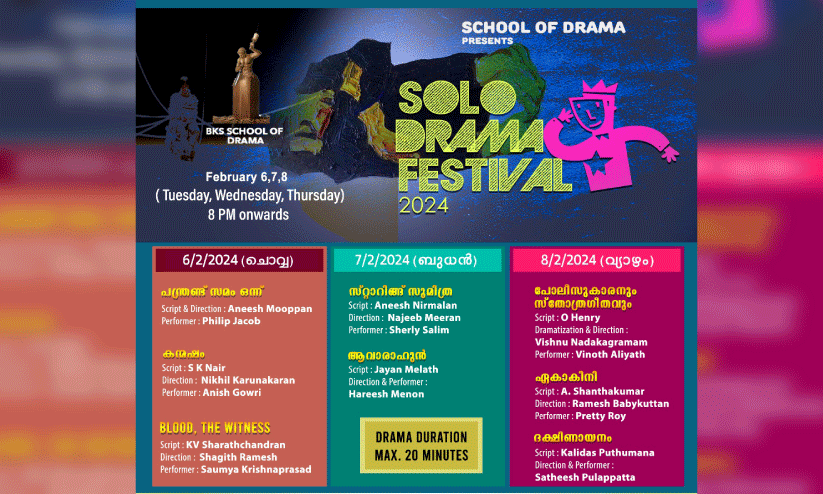 ഏ​ക​പാ​ത്ര നാ​ട​കോ​ത്സ​വം ഇ​ന്നു​മു​ത​ൽ