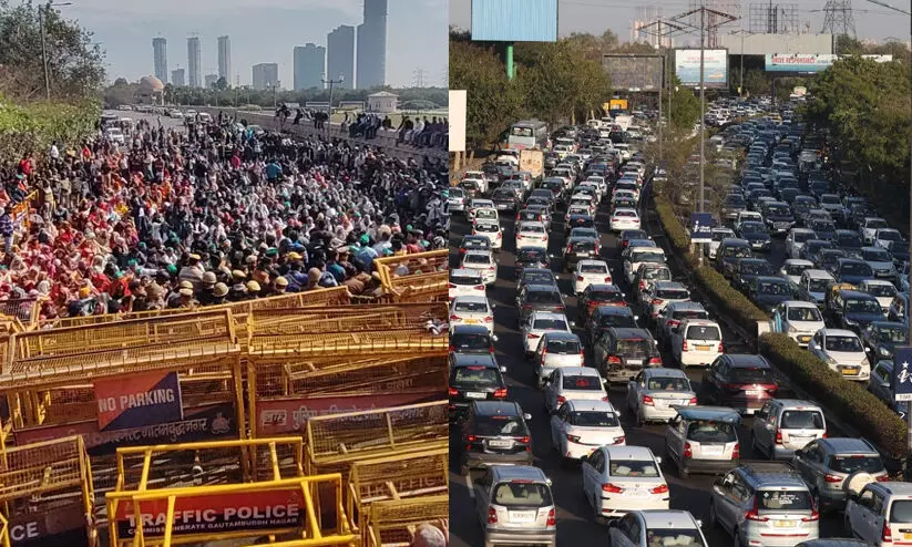 ഡൽഹിയിൽ വീണ്ടും കർഷക പ്രതിഷേധം; നോയിഡ അതിർത്തിയിൽ ഗതാഗതം സ്തംഭിച്ചു ഡൽഹിയിൽ വീണ്ടും കർഷക പ്രതിഷേധം; നോയിഡ അതിർത്തിയിൽ ഗതാഗതം സ്തംഭിച്ചു