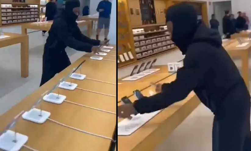 പട്ടാപ്പകൽ ആപ്പിൾ സ്റ്റോറിൽ കയറി 50 ഐഫോണുകൾ മോഷ്ടിച്ചു