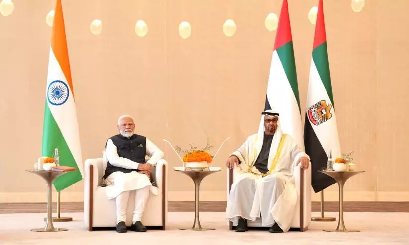 പ്രധാനമന്ത്രി നരേന്ദ്ര മോദി യു.എ.ഇയിലെത്തി പ്രധാനമന്ത്രി നരേന്ദ്ര മോദി യു.എ.ഇയിലെത്തി