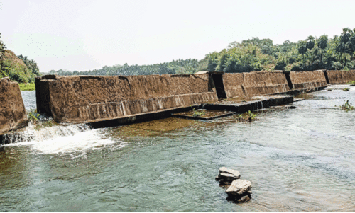 ഷട്ടർ സ്ഥാപിച്ചില്ല; കണ്ണങ്കടവ്  തടയണയിൽനിന്ന് ജലം പാഴാകുന്നു