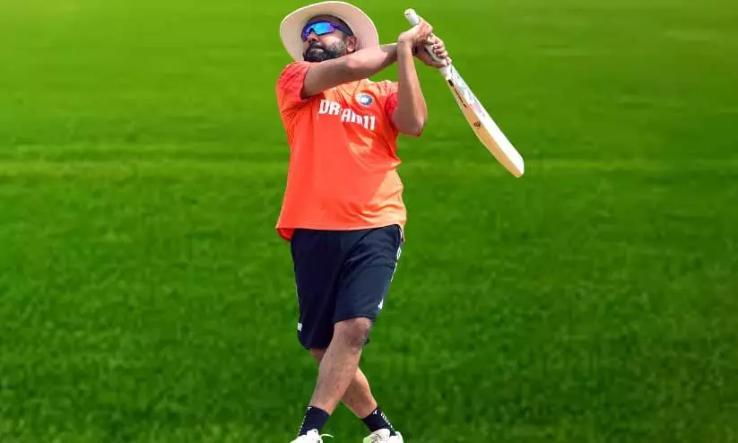 ഇ​ന്ത്യ​ൻ നാ​യ​ക​ൻ രോ​ഹി​ത് ശ​ർ​മ പ​രി​ശീ​ല​ന​ത്തി​ൽ