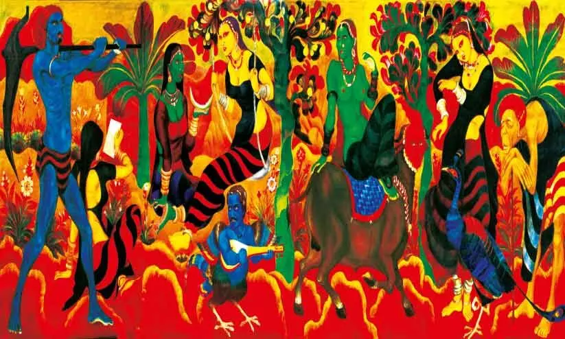 എ. രാമചന്ദ്ര​ന്റെ പെയിന്റിങ്​ ^‘യയാതി’ (1983) –മൂന്നാം ഭാഗം