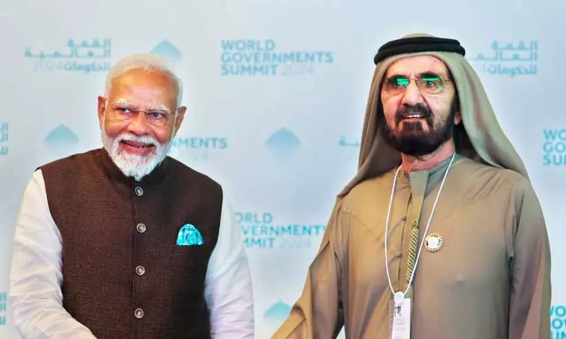 ‘ഭാരത മാർട്ടി’ന്റെ പ്രഖ്യാപന ചടങ്ങിൽ പ്രധാനമന്ത്രി നരേന്ദ്ര മോദിയും ശൈഖ് മുഹമ്മദ് ബിൻ റാശിദ് ആൽ മക്തൂമും ‘ഭാരത മാർട്ടി’ന്റെ പ്രഖ്യാപന ചടങ്ങിൽ പ്രധാനമന്ത്രി നരേന്ദ്ര മോദിയും ശൈഖ് മുഹമ്മദ് ബിൻ റാശിദ് ആൽ മക്തൂമും