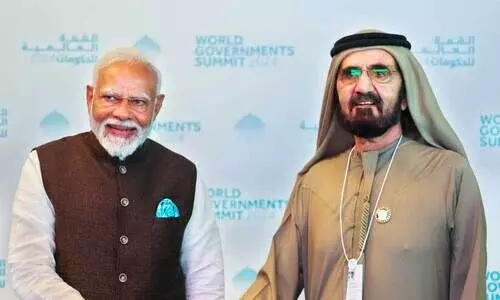 ‘ഭാരത മാർട്ടി’ന്‍റെ പ്രഖ്യാപന ചടങ്ങിൽ പ്രധാനമന്ത്രി നരേന്ദ്ര​ മോദിയും ശൈഖ്​ മുഹമ്മദ്​ ബിൻ റാശിദ്​ ആൽ മക്​തൂമും