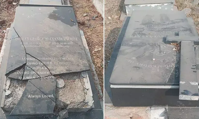 ക്രിസ്ത്യൻ സെമിത്തേരിയിൽ അതിക്രമിച്ചുകയറി കല്ലറകൾ തകർത്തു