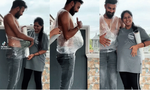 ഗർഭകാലത്തെ ഭാര്യയുടെ വിഷമം മനസ്സിലാക്കാൻ ദിവസം മുഴുവൻ വയറ്റിൽ തണ്ണിമത്തൻ കെട്ടി നടന്ന് യുവാവ്...