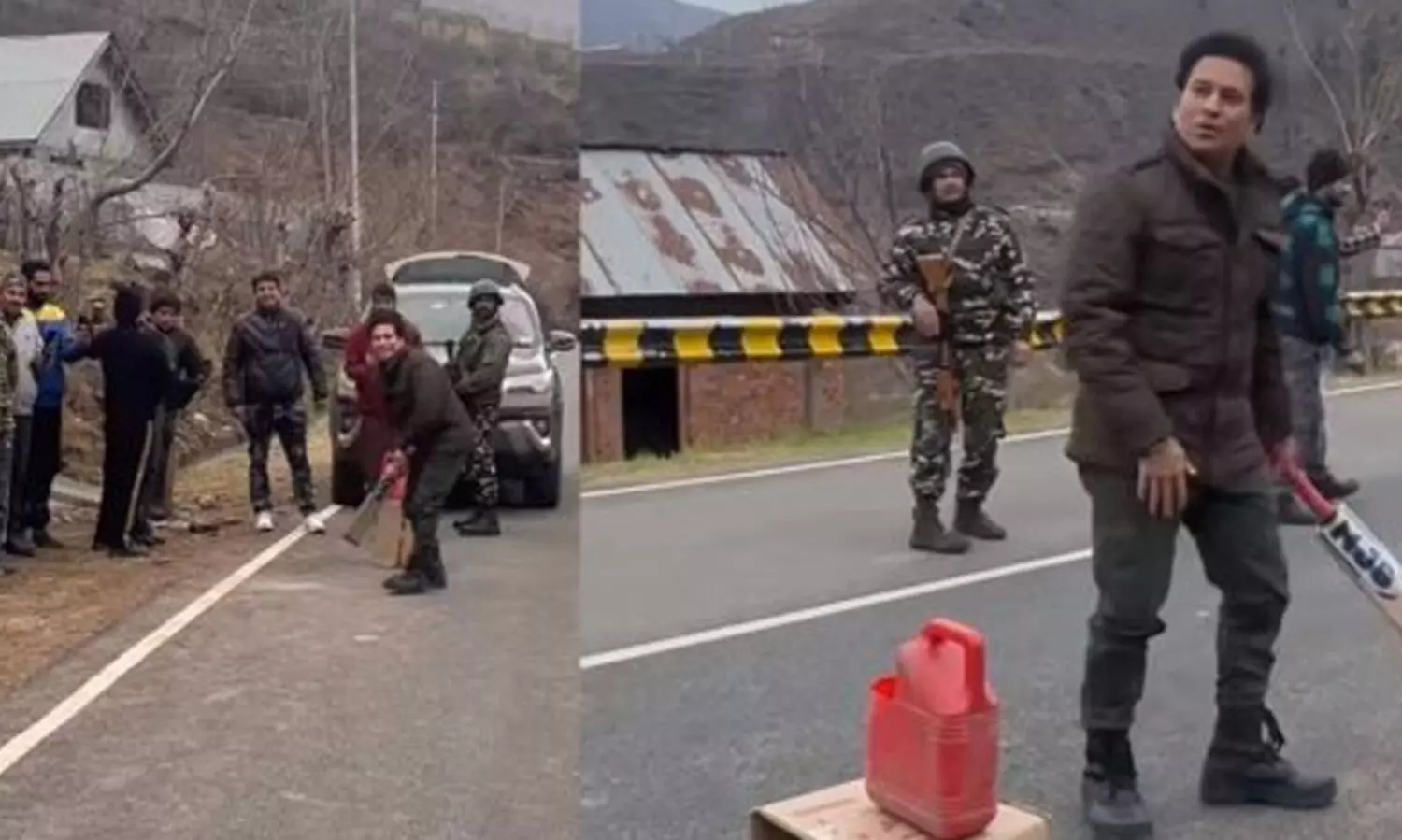 സ്വർഗത്തിൽ ഇതിഹാസത്തിന്‍റെ മാച്ച്! കശ്മീരിലെ റോഡരികിൽ ക്രിക്കറ്റ് കളിച്ച് സചിൻ -വിഡിയോ