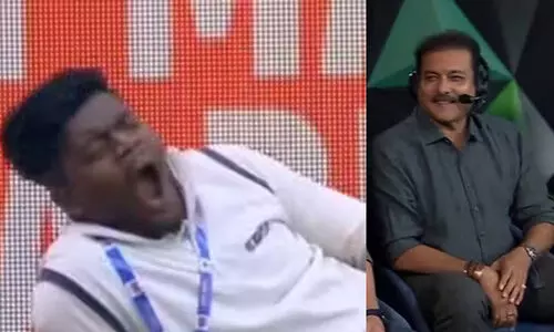 കളിക്കിടെ ഉറക്കം തൂങ്ങി ബാൾബോയ്; ഉണർന്ന് വെള്ളം കുടിക്കാൻ രവിശാസ്ത്രിയുടെ ഉപദേശം