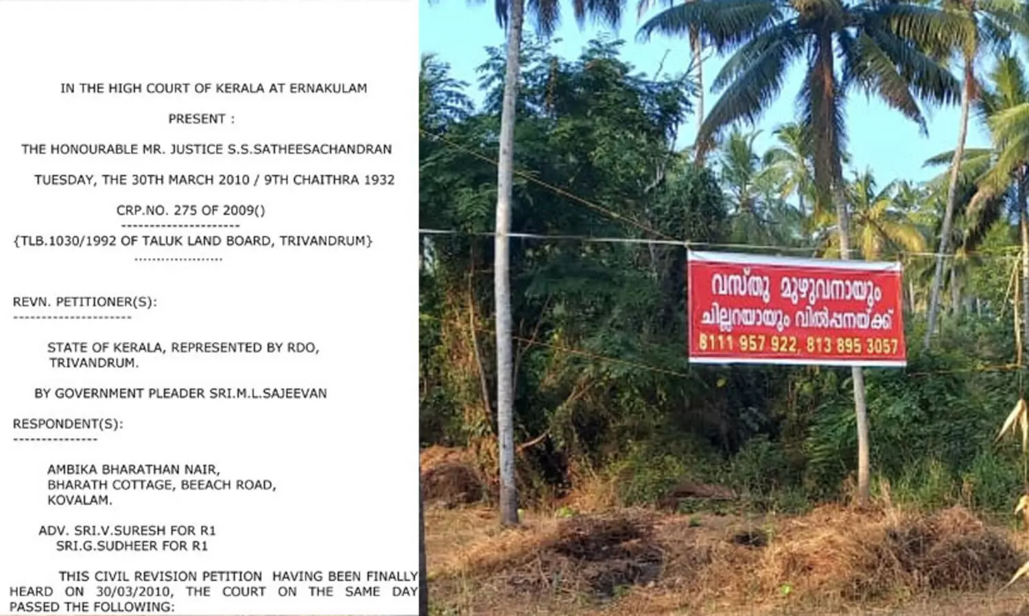 സർക്കാർ ഏറ്റെടുക്കേണ്ട മിച്ചഭൂമിയിൽ വില്പനക്ക് ബോർഡ് വെച്ചു