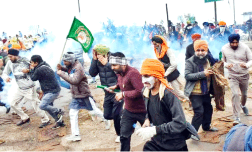 tear gas against farmers protest