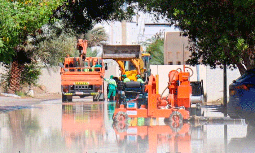 water on road after rain cleaned by Muscat municipality (file picture)