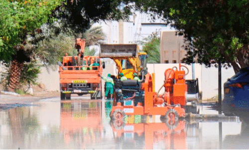 water on road after rain cleaned by Muscat municipality (file picture)
