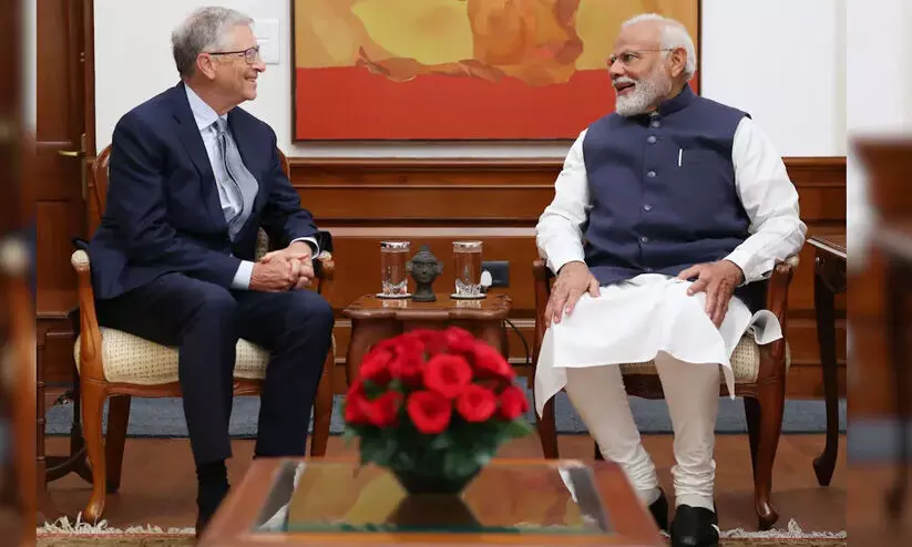 ബിൽ ഗേറ്റ്‌സ് മോദിയെ സന്ദർശിച്ചു; എ.ഐ, കാലാവസ്ഥ വിഷയങ്ങൾ ചർച്ച ചെയ്തു
