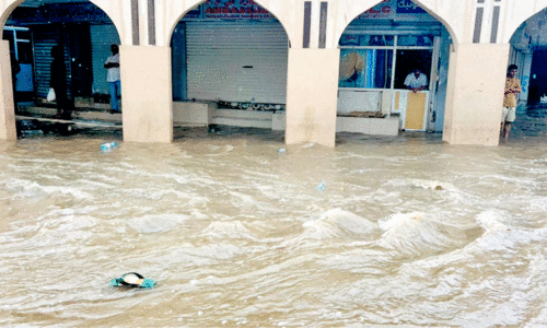 water in shops due to rain