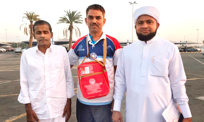 abdulatheef with haris mampad and varavoor umar saqafi at Jiddah airport