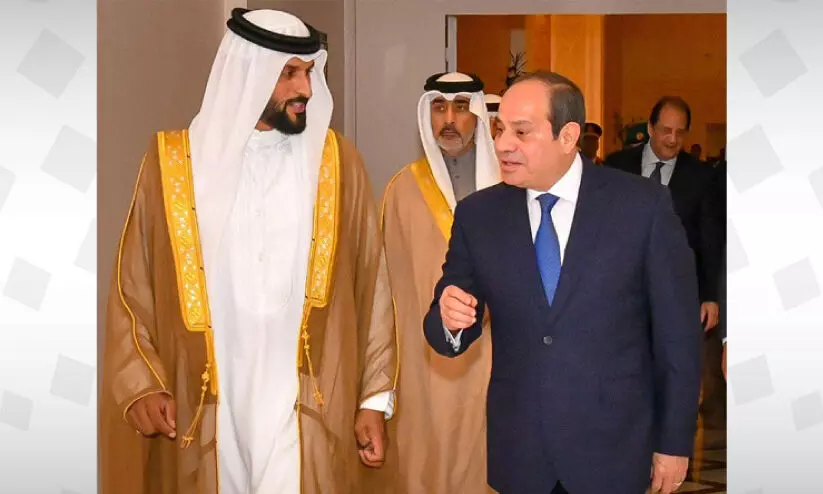 ഈജിപ്ത് പ്രസിഡന്റ് ശൈഖ് നാസിർ ബിൻ ഹമദ് ആൽ ഖലീഫയെ സ്വീകരിച്ചു ഈജിപ്ത് പ്രസിഡന്റ് ശൈഖ് നാസിർ ബിൻ ഹമദ് ആൽ ഖലീഫയെ സ്വീകരിച്ചു