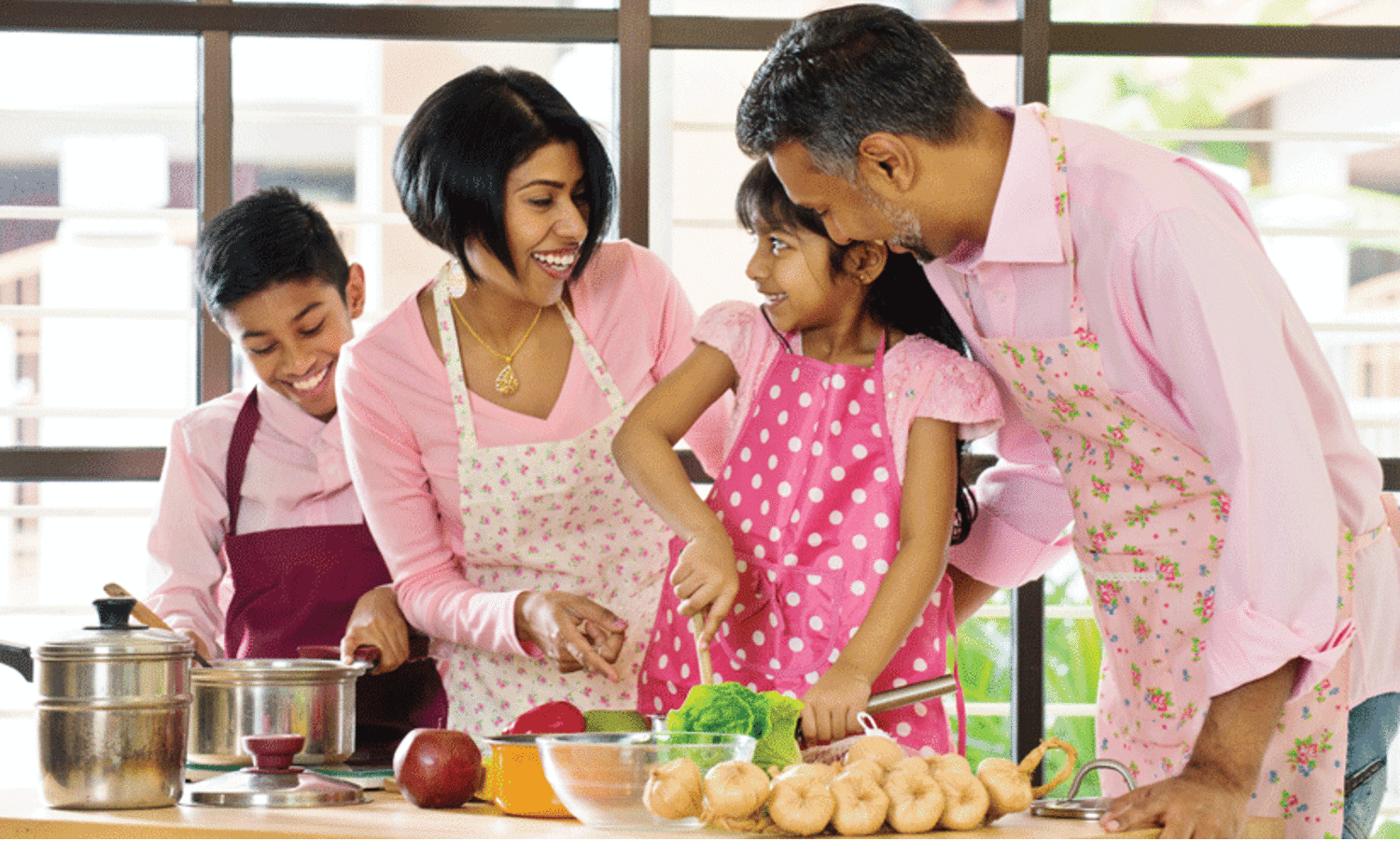 family in kitchen