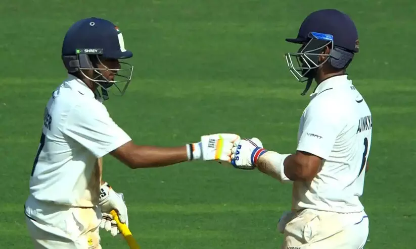 രഹാനെക്കും മുശീറിനും അർധശതകം; ഡ്രൈവിങ് സീറ്റിൽ മുംബൈ രഹാനെക്കും മുശീറിനും അർധശതകം; ഡ്രൈവിങ് സീറ്റിൽ മുംബൈ