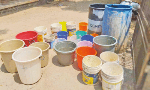 buckets kept waiting for water authoritys drinking water