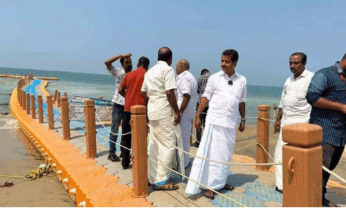 Adoor prakash MP visiting varkkala floating bridge