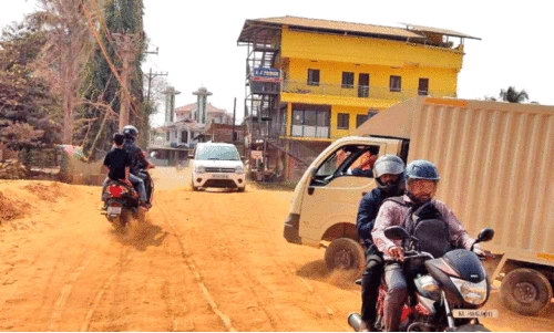 as part of national highway development mandalamkunn-kochannur road dumped with red sand