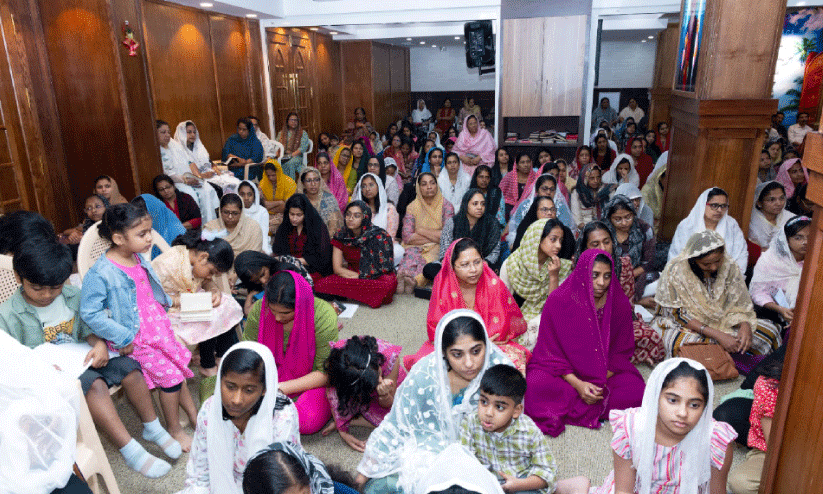 Congregants at Abbey St. Basilios Chapel