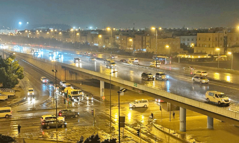 rain and hail fall at kuwait