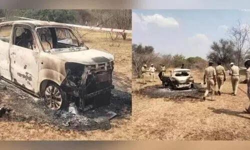 കർണാടകയിൽ കാറിനുള്ളിൽ കത്തിക്കരിഞ്ഞ നിലയിൽ മൃതദേഹങ്ങൾ; നിധി തേടിയെത്തിയവരുടേതെന്ന് പൊലീസ്