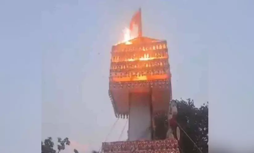 Kurambala Puthankav temple, theru tied for the festival caught fire