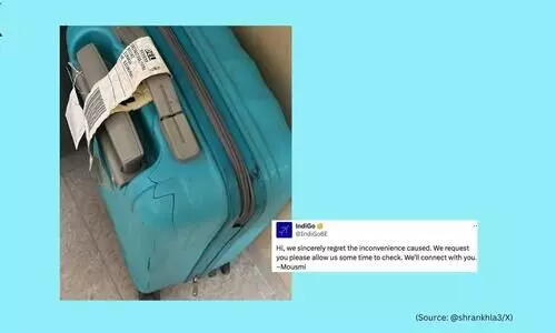 തകർന്ന ലഗേജിന്റെ ചിത്രം പങ്കിട്ട് യാത്രക്കാരി; ഖേദപ്രകടനവുമായി ഇൻഡിഗോ