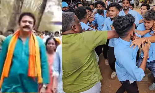 തെരഞ്ഞെടുപ്പ് പ്രചാരണത്തിന് ഐ.ടി.ഐയിലെത്തിയ കൃഷ്ണകുമാറിനെ തടഞ്ഞ് എസ്.എഫ്.ഐ; എ.ബി.വി.പി പ്രവർത്തകരുമായി സംഘർഷം
