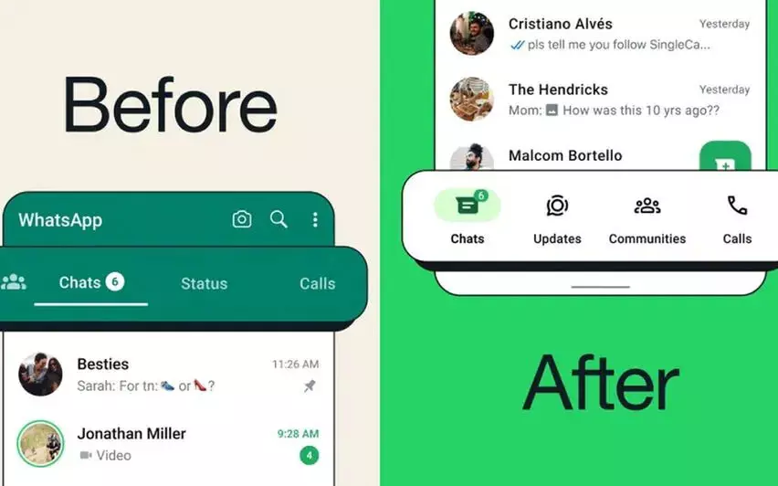 ആൻഡ്രോയ്ഡ് ഫോണുകളിൽ വാട്സ്ആപ്പിന്റെ നാവിഗേഷൻ ബാർ ഇനി താഴെ ; ഐ.ഒ.എസിനെ അനുകരിച്ച് പുതിയ മാറ്റം
