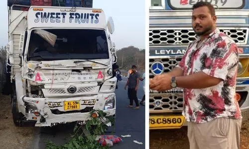 ചരക്ക് ലോറി ഡിവൈഡറിൽ ഇടിച്ച് അപകടം; ഡ്രൈവർ മരിച്ചു