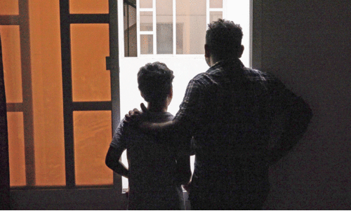 The boy who stuck in oman, with his father