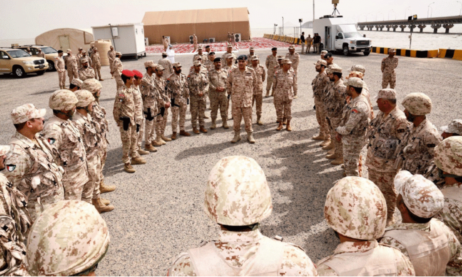army chief of staff air marshal bandar al mesin with soldiers