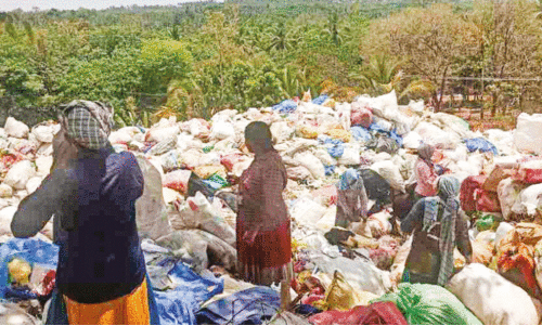 അ​ങ്ങാ​ടി​പ്പു​റ​ത്ത് ശേ​ഖ​രി​ച്ച മാ​ലി​ന്യം കു​ന്നു​കൂ​ടിയ നി​ല​യി​ൽ