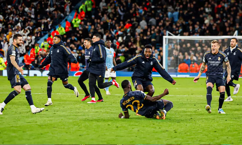 പക, അത് വീട്ടാനുള്ളതാണ്! സിറ്റിയെ പെനാൽറ്റി ഷൂട്ടൗട്ടിൽ വീഴ്ത്തി റയൽ ചാമ്പ്യൻസ് ലീഗ് സെമിയിൽ പക, അത് വീട്ടാനുള്ളതാണ്! സിറ്റിയെ പെനാൽറ്റി ഷൂട്ടൗട്ടിൽ വീഴ്ത്തി റയൽ ചാമ്പ്യൻസ് ലീഗ് സെമിയിൽ