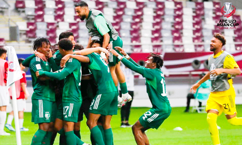 saudi celebrating goal