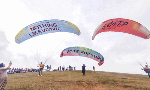 വോട്ട് ചെയ്യിപ്പിക്കാൻ പാരാഗ്ലൈഡിങ്ങും വോട്ട് ചെയ്യിപ്പിക്കാൻ പാരാഗ്ലൈഡിങ്ങും