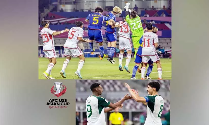1. Japan- UAE match  2. saudi team celebrating their goal